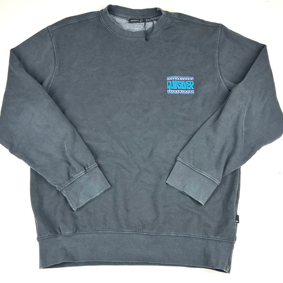 Vintage Y2K Quicksilver Sweatshirt Size Medium Black Embroidered Surf Grunge VTG - Picture 1 of 7